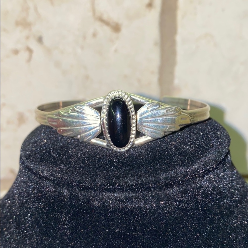 Black onyx and sterling silver cuff.